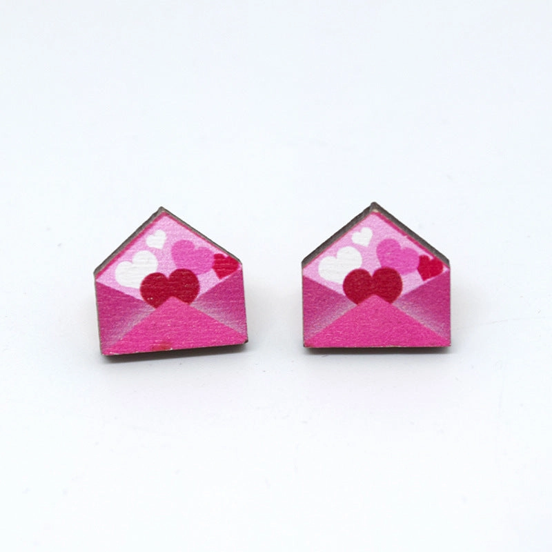 Wholesale Cartoon Valentine's Day Christmas Wood Earrings