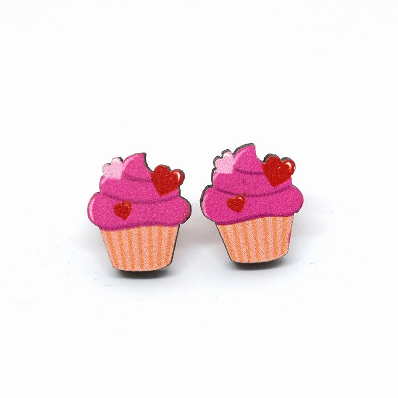 Wholesale Cartoon Valentine's Day Christmas Wood Earrings