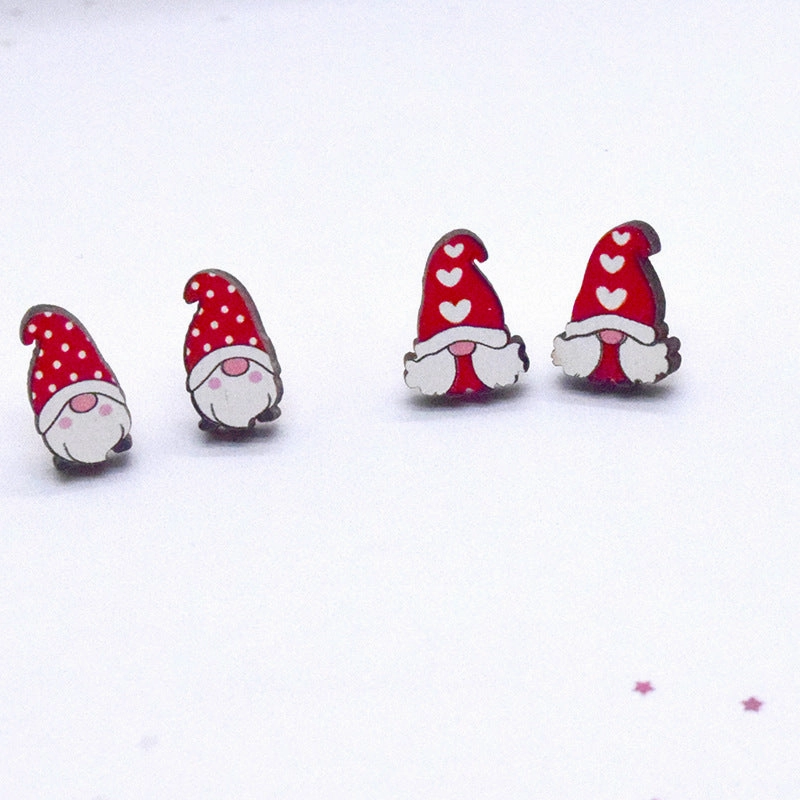 Wholesale Cartoon Valentine's Day Christmas Wood Earrings