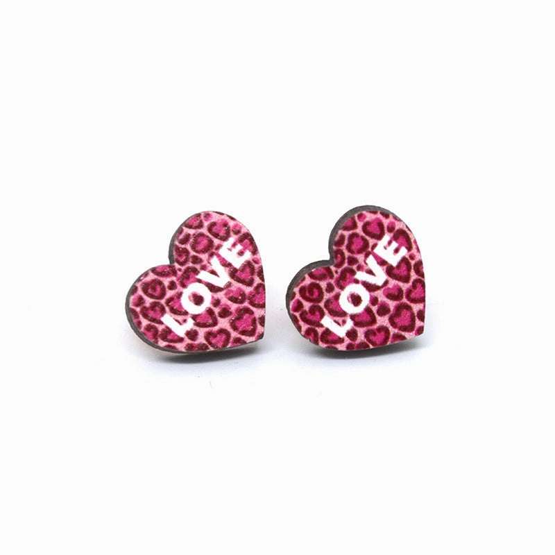 Wholesale Cartoon Valentine's Day Christmas Wood Earrings