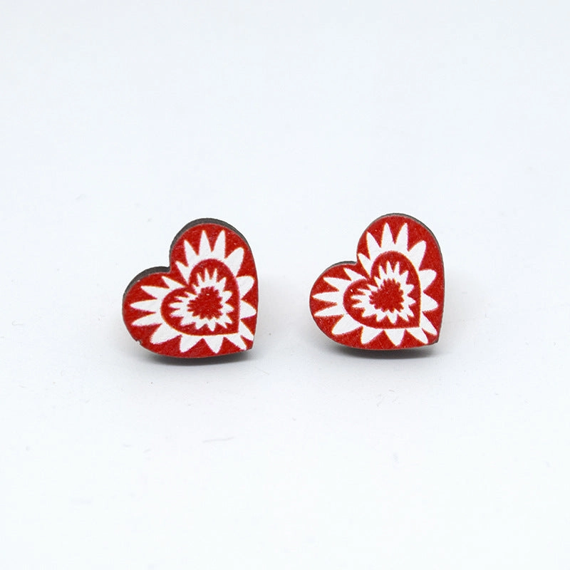 Wholesale Cartoon Valentine's Day Christmas Wood Earrings
