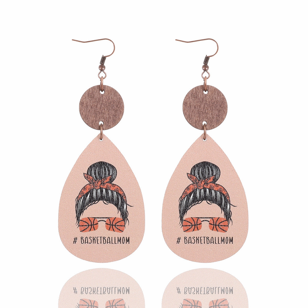 Wholesale Cartoon Wooden Mom Mother's Day Ball Sports Style Wooden Piece Earrings