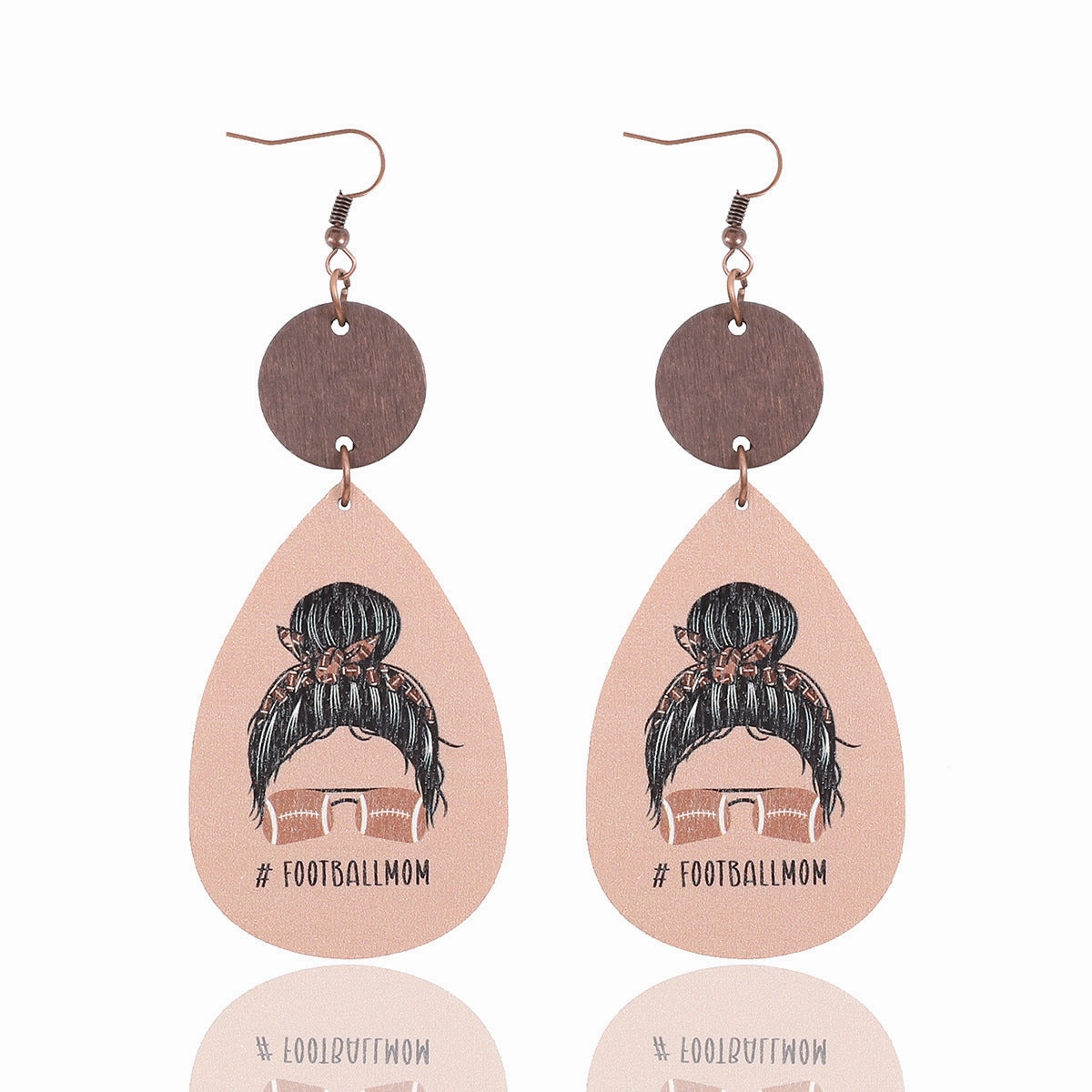 Wholesale Cartoon Wooden Mom Mother's Day Ball Sports Style Wooden Piece Earrings