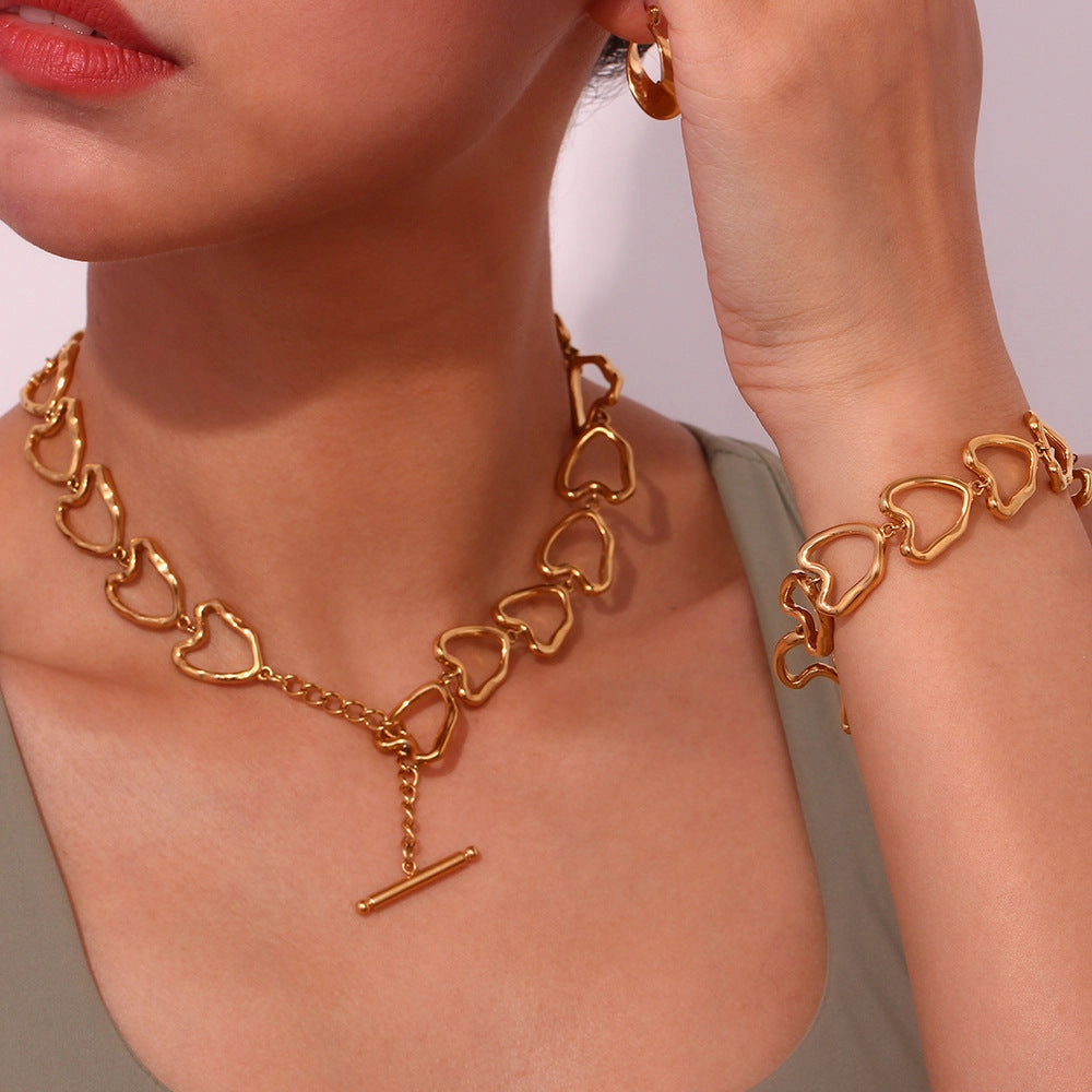 Wholesale Cast Love Stainless Steel Gold Plated Handmade Chain Bracelet