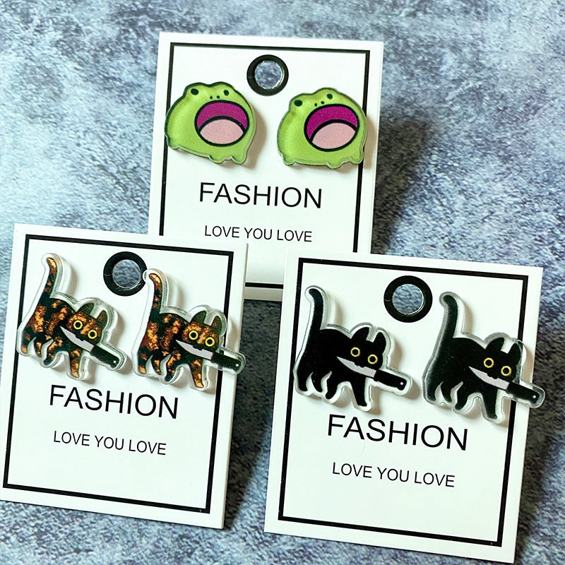 Wholesale Cat Acrylic Halloween Earrings