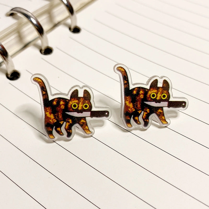 Wholesale Cat Acrylic Halloween Earrings