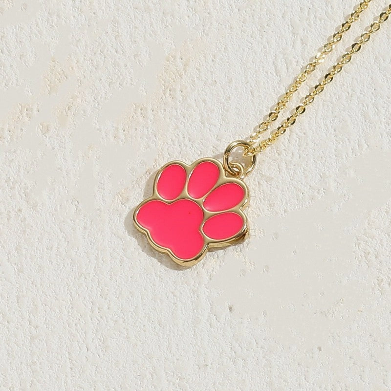 Wholesale Cat Claw Feet Multi Color Pendant Copper Necklace