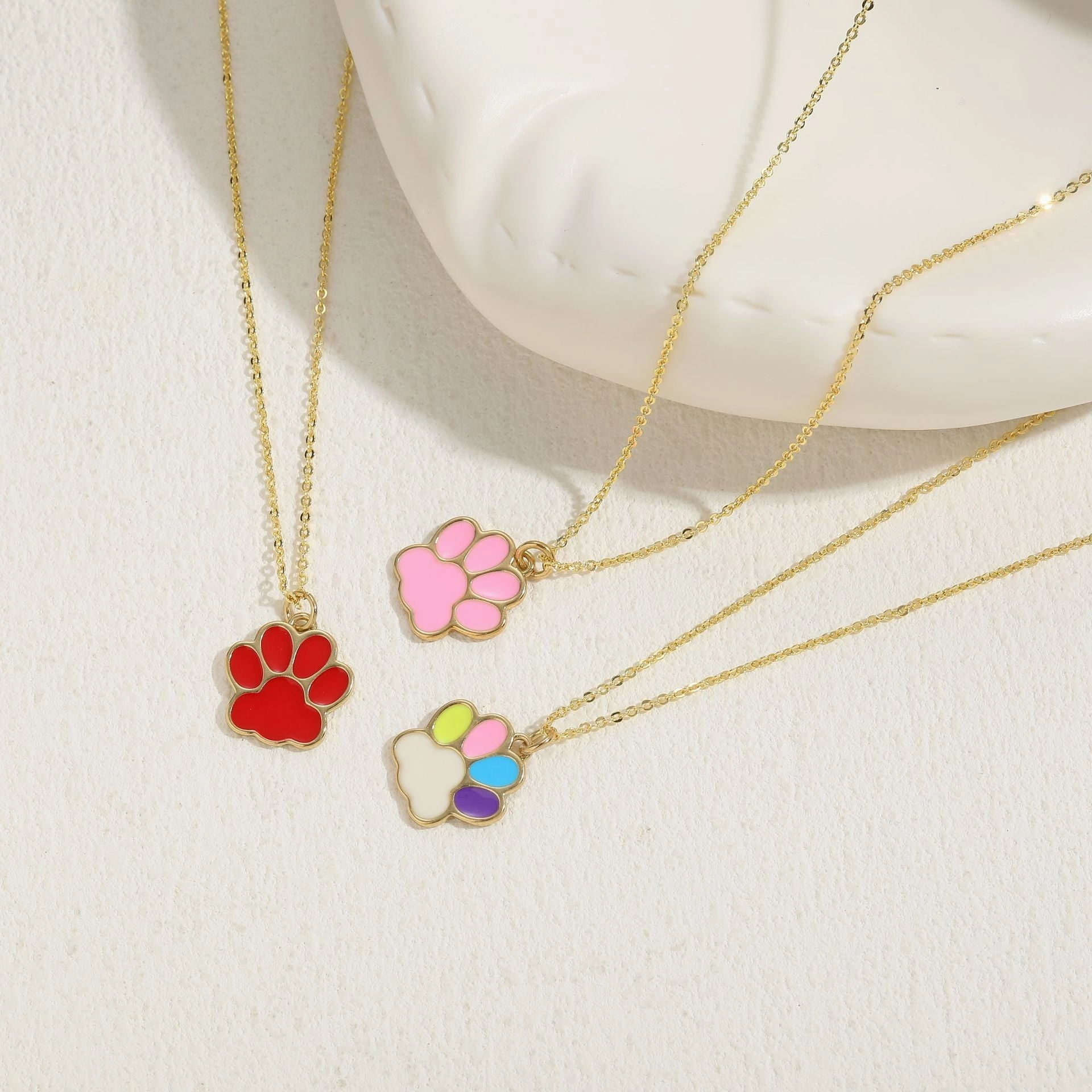 Wholesale Cat Claw Feet Multi Color Pendant Copper Necklace