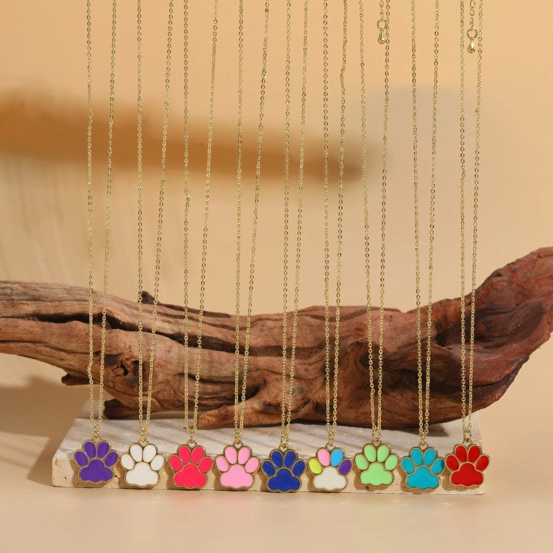 Wholesale Cat Claw Feet Multi Color Pendant Copper Necklace