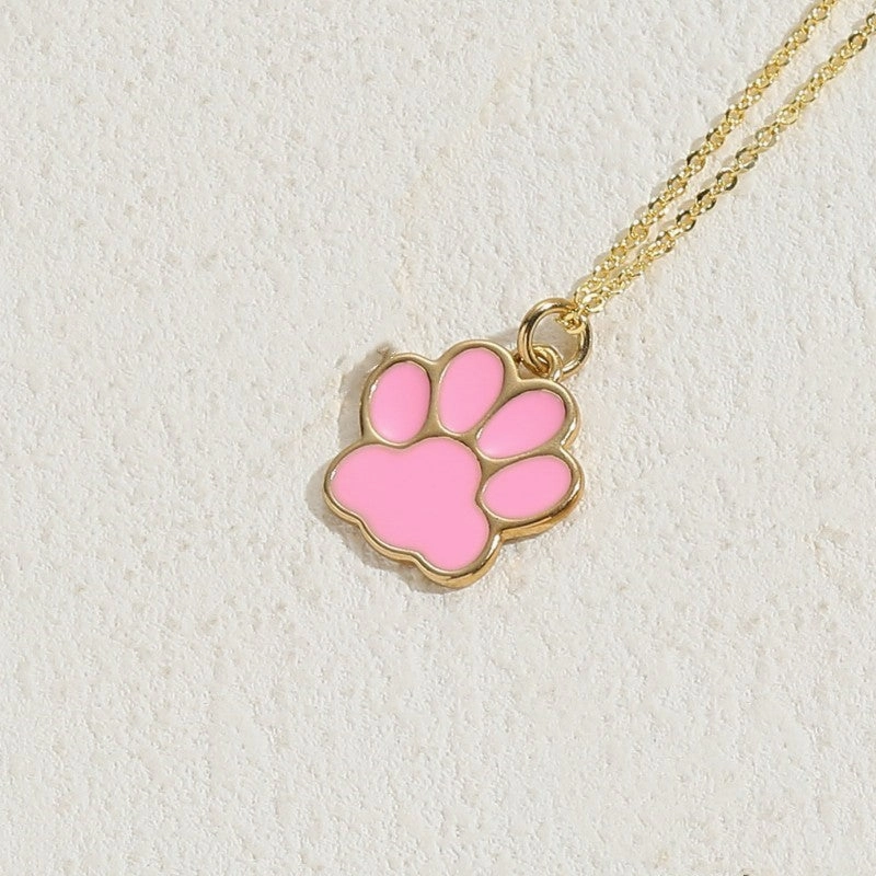 Wholesale Cat Claw Feet Multi Color Pendant Copper Necklace