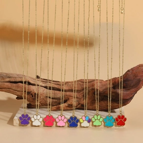 Wholesale Cat Claw Feet Multi Color Pendant Copper Necklace