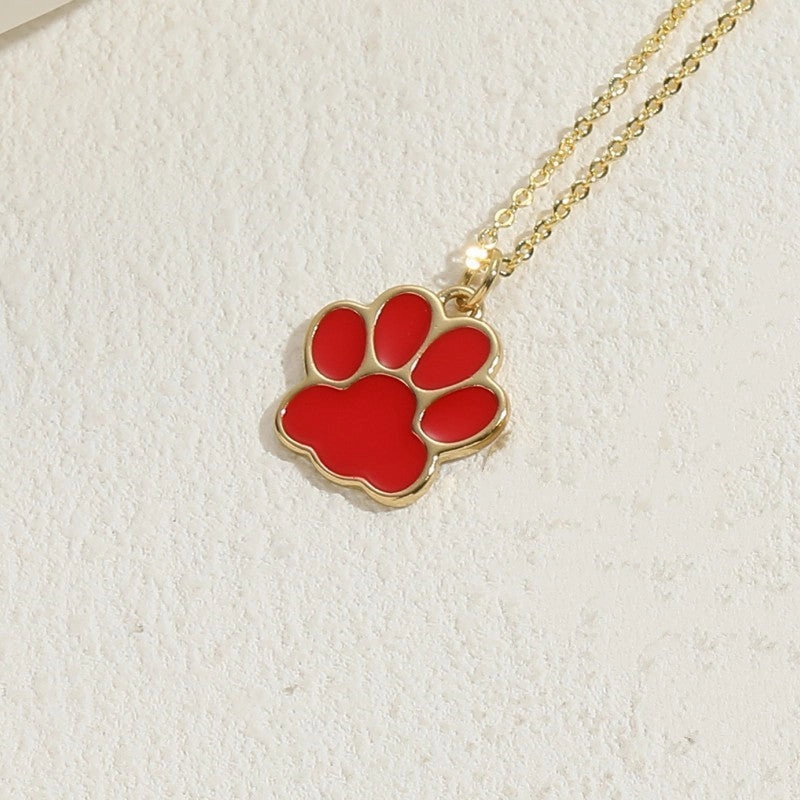 Wholesale Cat Claw Feet Multi Color Pendant Copper Necklace