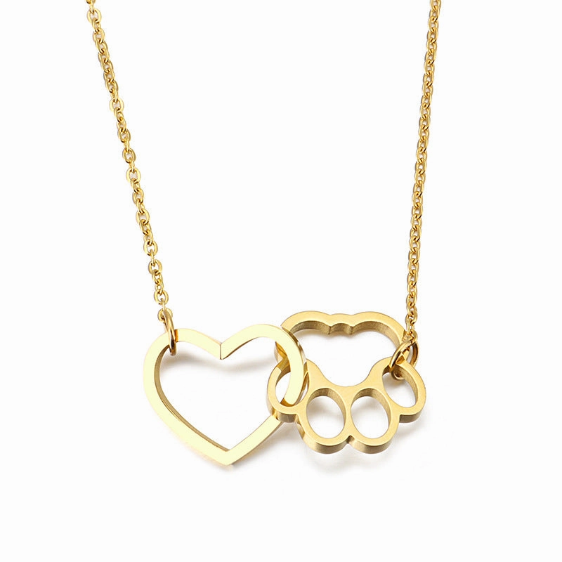 Wholesale Cat Claw Peach Heart Pendant Long Clavicle Gold Plated Necklaces