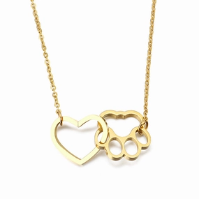 Wholesale Cat Claw Peach Heart Pendant Long Clavicle Gold Plated Necklaces