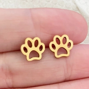 Wholesale Cat Footprints Gold Plated Alloy Ear Studs