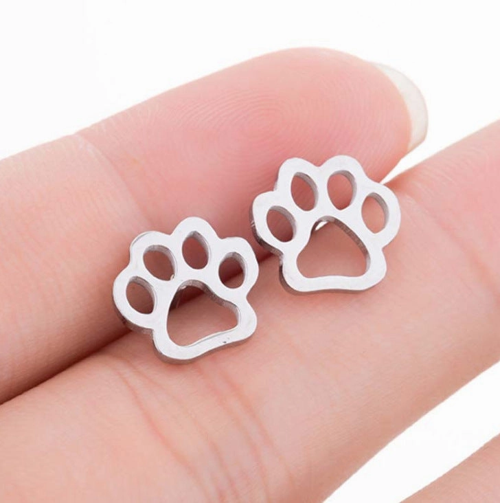Wholesale Cat Footprints Gold Plated Alloy Ear Studs