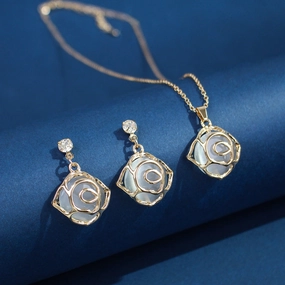 Wholesale Cat's Eye Camellia Alloy Earrings