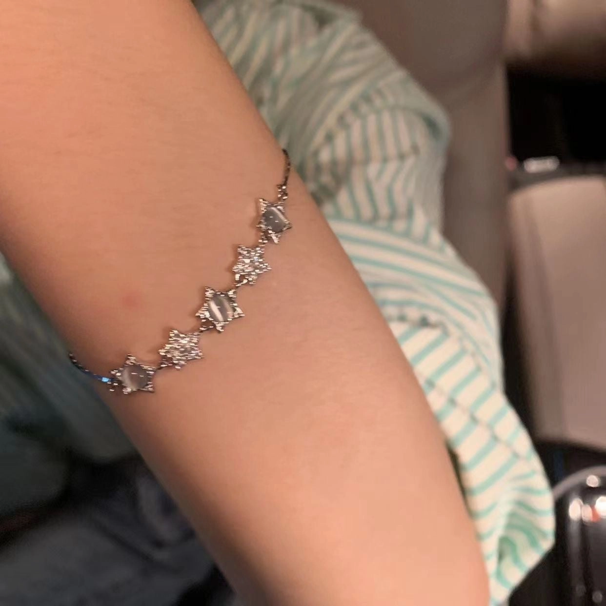 Wholesale Cat's Eye Zirconia Star Pull-Out Adjustable Bracelet