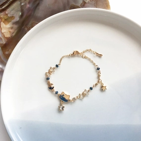 Wholesale Cat Star Moon Gradient Alloy Bracelet