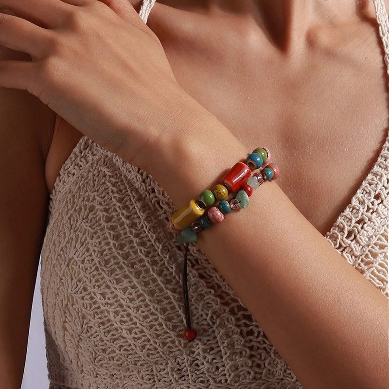 Wholesale Ceramic Adjustable Beaded Bracelet