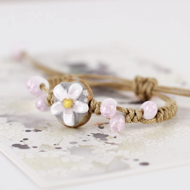 Wholesale Ceramic Floral Weaving Bracelet