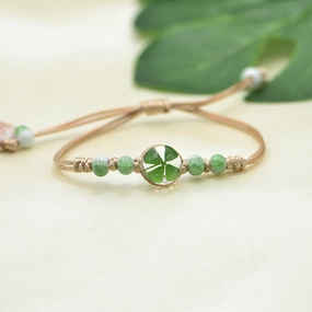 Wholesale Ceramic Glass Ball Dried Flower Plant Real Flower Woven Bracelet