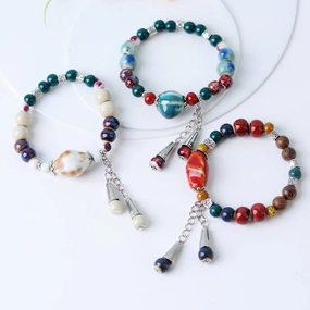 Wholesale Ceramic Stacked Wearing Multi-Layered Longevity Lock Bracelet