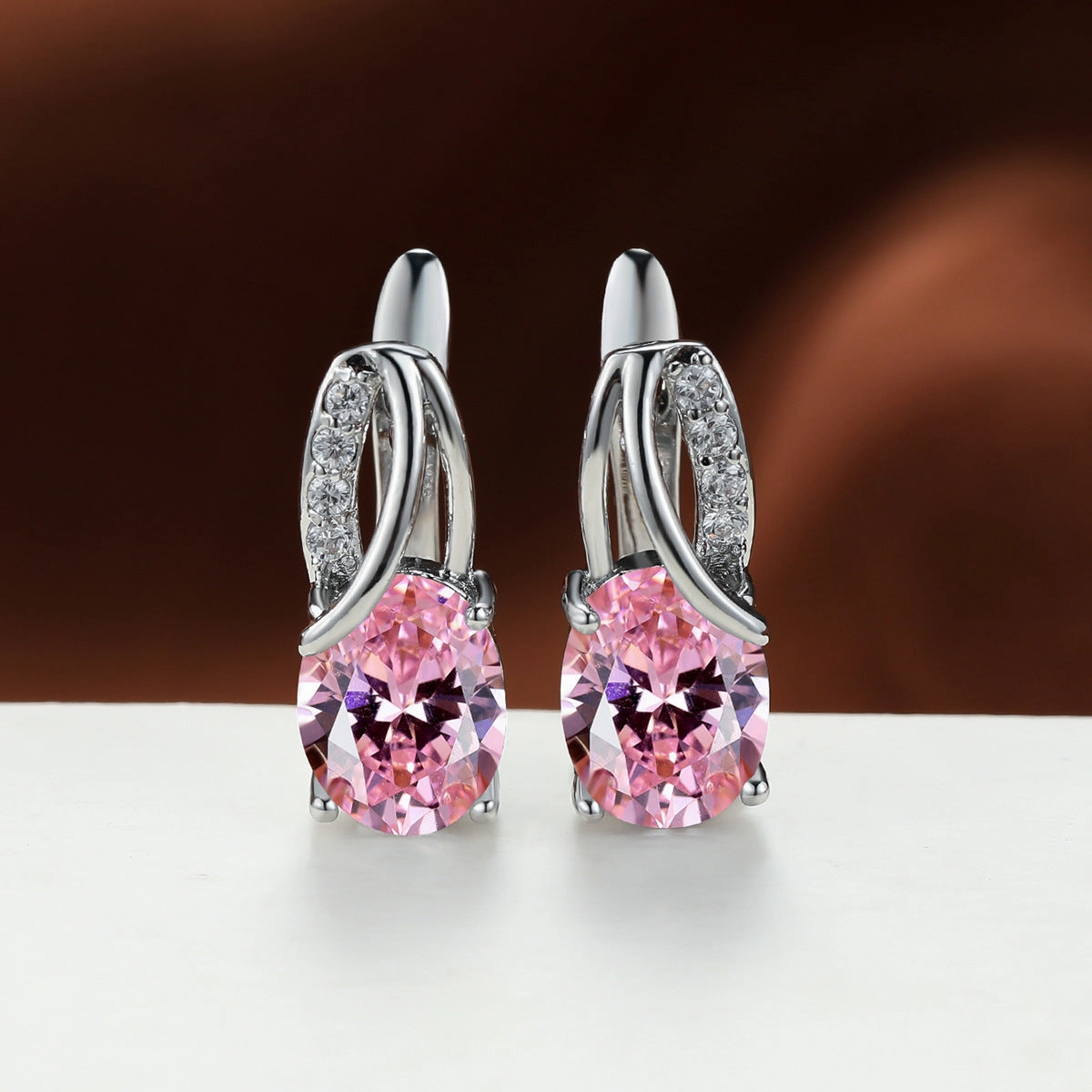 Wholesale Champagne Gold Oval Diamond Earrings
