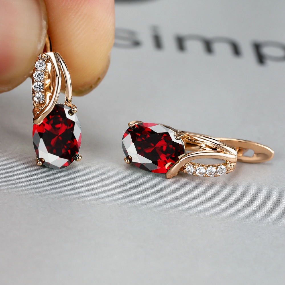 Wholesale Champagne Gold Oval Diamond Earrings