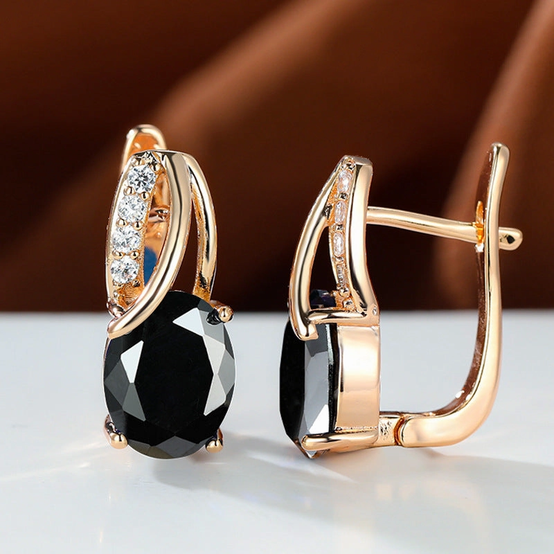 Wholesale Champagne Gold Oval Diamond Earrings