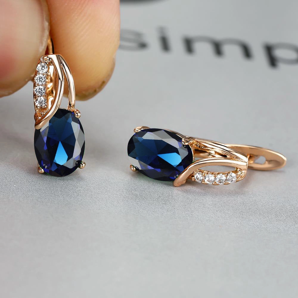 Wholesale Champagne Gold Oval Diamond Earrings