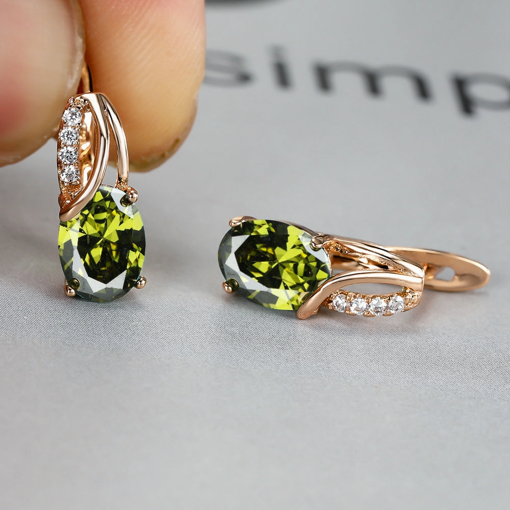 Wholesale Champagne Gold Oval Diamond Earrings