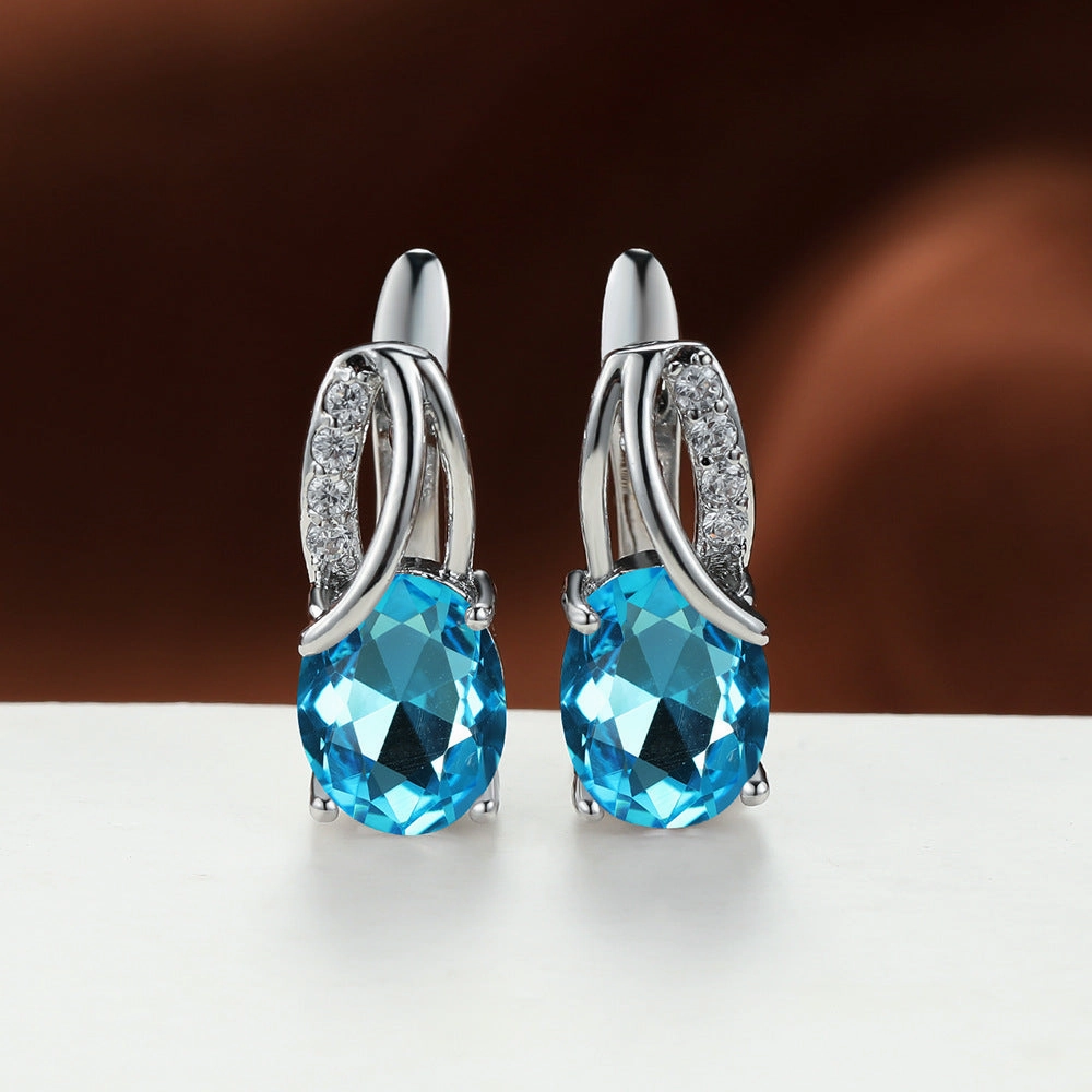 Wholesale Champagne Gold Oval Diamond Earrings