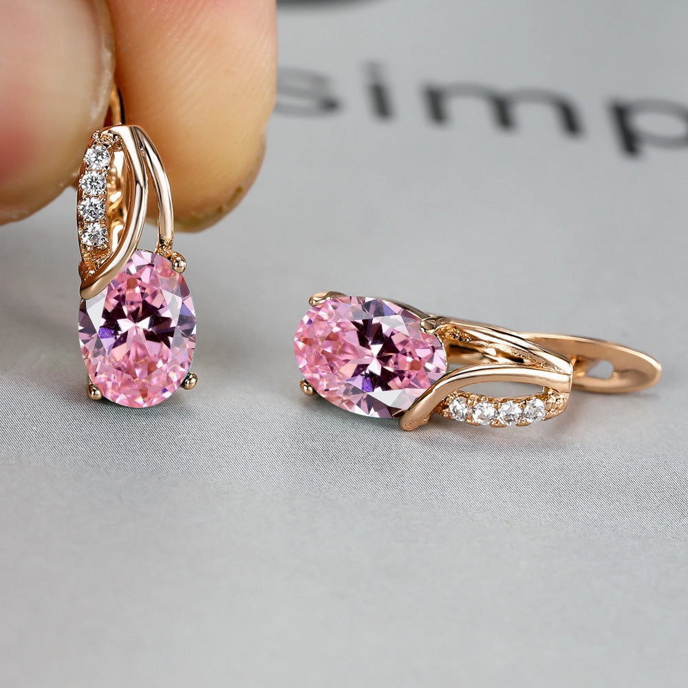 Wholesale Champagne Gold Oval Diamond Earrings