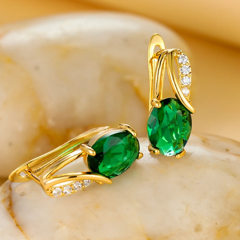 Wholesale Champagne Gold Oval Diamond Earrings