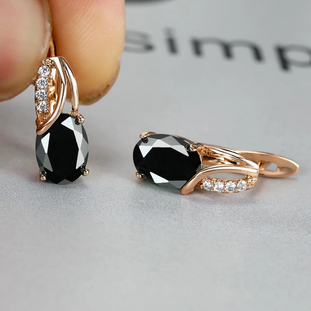 Wholesale Champagne Gold Oval Diamond Earrings