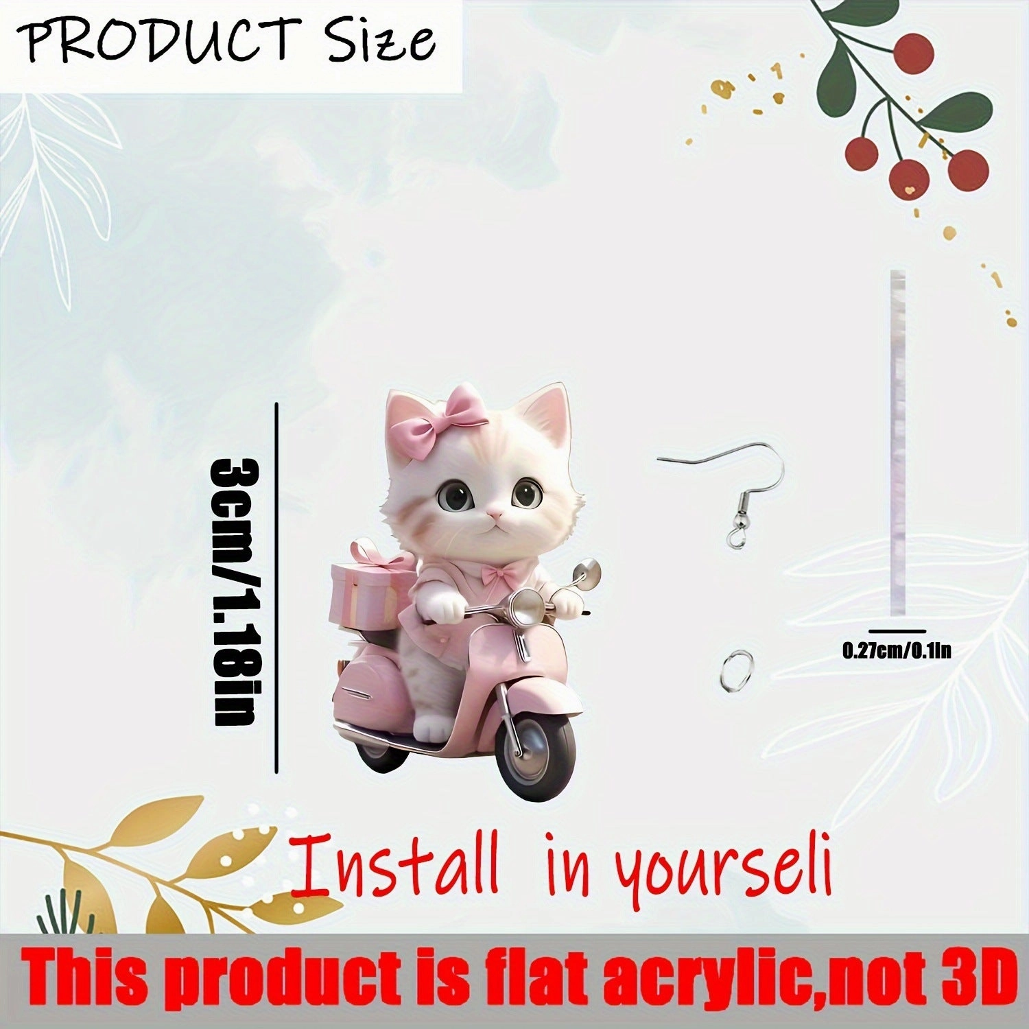 Wholesale Charming Cat Acrylic Pendant Cute Cartoon Style Earrings