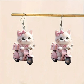 Wholesale Charming Cat Acrylic Pendant Cute Cartoon Style Earrings