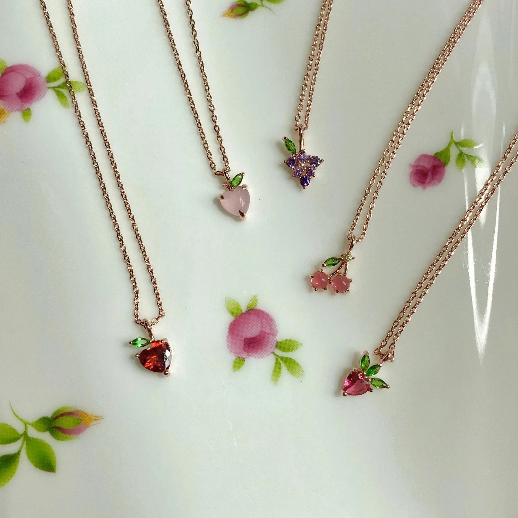 Wholesale Cherry Peach Tropical Fruit Copper Necklace
