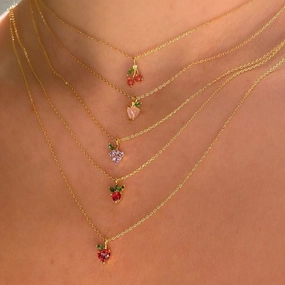 Wholesale Cherry Peach Tropical Fruit Copper Necklace