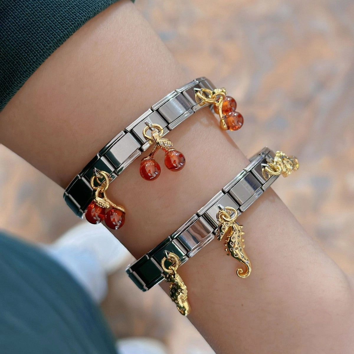 Wholesale Cherry Seahorse Stainless Steel Bracelet