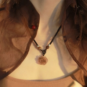 Wholesale Chinese Style Camellia Pendant Braided Necklace