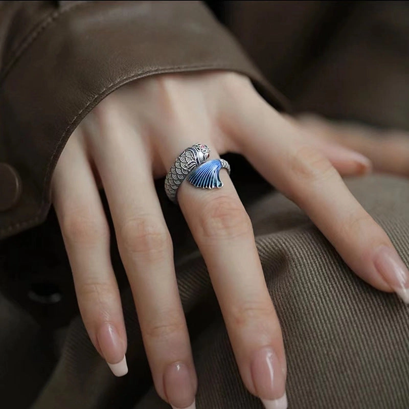 Wholesale Chinese Style Copper Plated Silver Opening Adjustable Ring