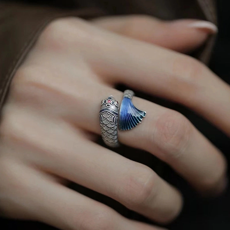 Wholesale Chinese Style Copper Plated Silver Opening Adjustable Ring