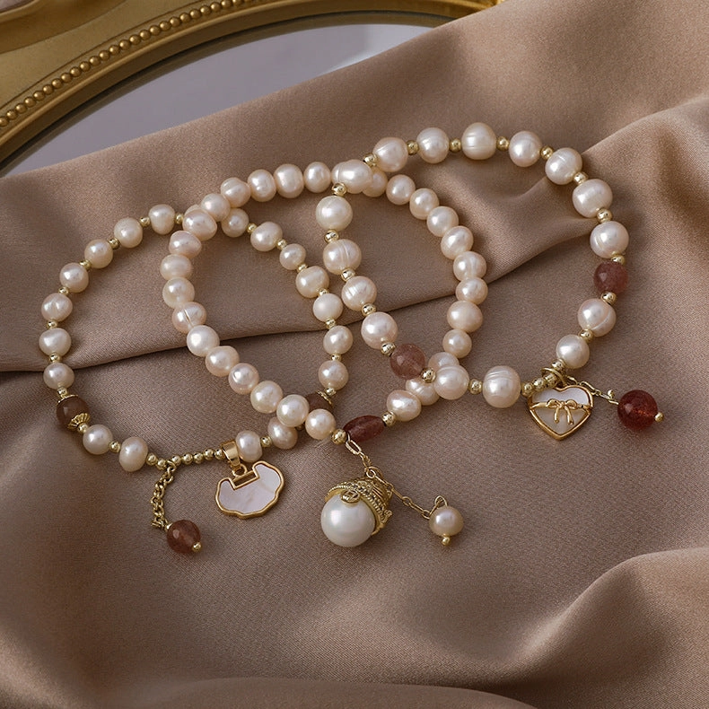 Wholesale Chinese Style Lock Love Heart Pearl Beaded Bracelet