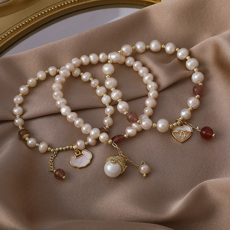 Wholesale Chinese Style Lock Love Heart Pearl Beaded Bracelet