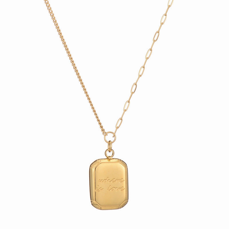 Wholesale Chocolate Sugar Cube Gold Plated Titanium Steel Necklace Clavicle Chain