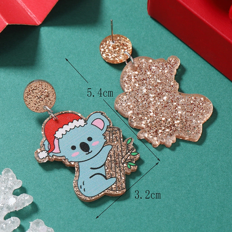 Wholesale Christmas Acrylic Cute Kitten and Koala Earrings