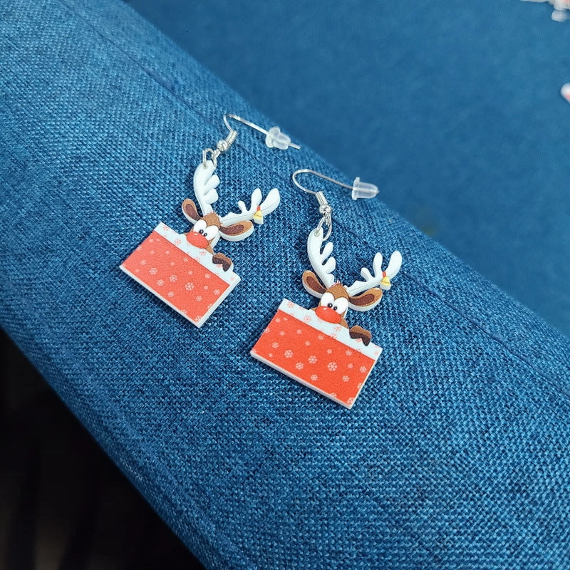 Wholesale Christmas Acrylic Earrings Santa Claus Chihuahua Kitten Elk Earrings