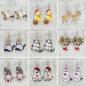 Wholesale Christmas Acrylic Lights Elk Dwarf Earrings